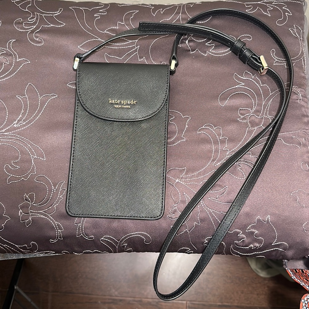 Kate Spade Staci North South Flap Phone Crossbody (Black)